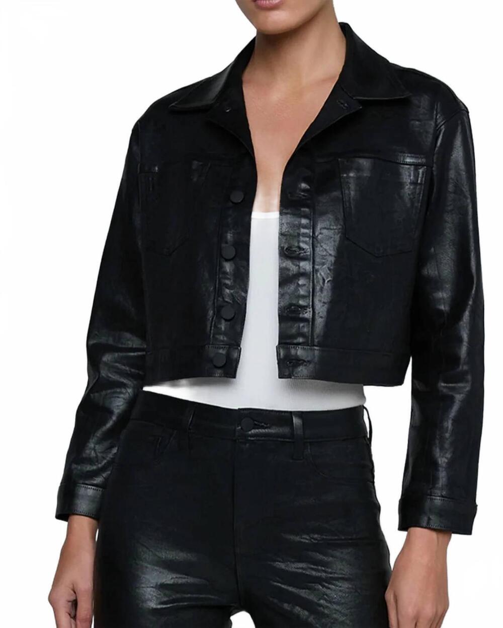 NEW L'AGENCE alma crop jacket in black